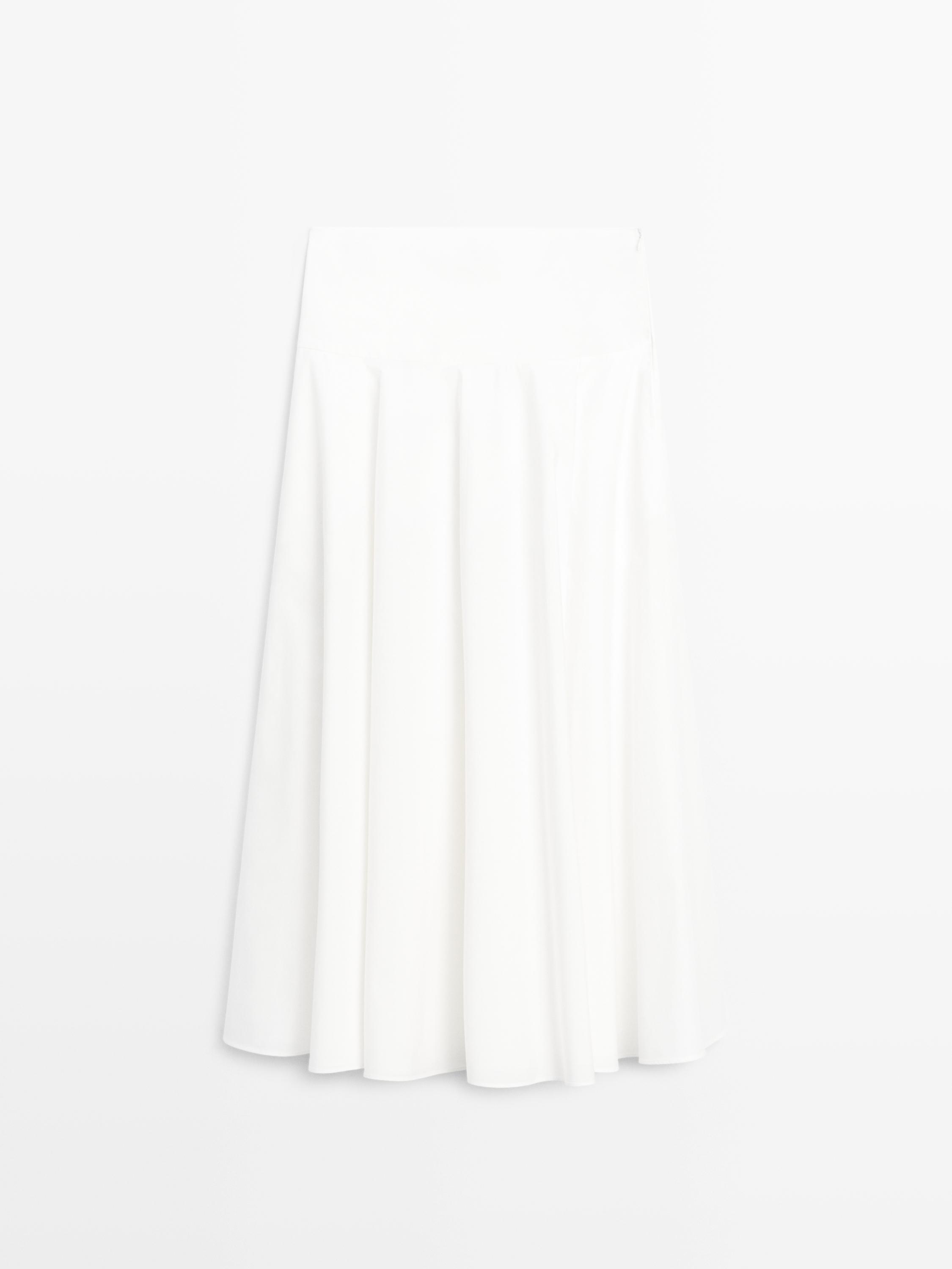 100% cotton midi skirt with yoke detail
